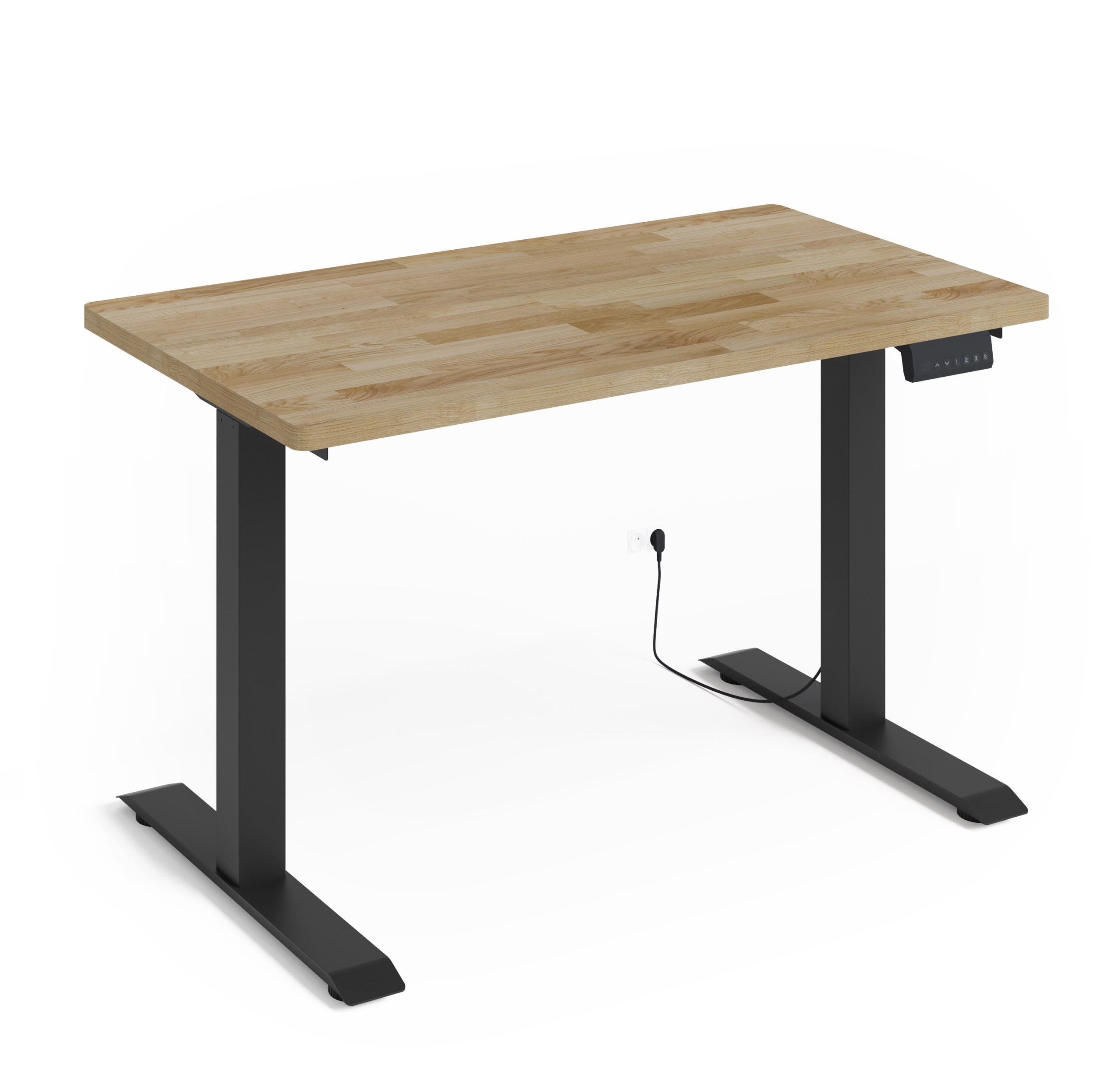 Biurko regulowane BIM Natural Desk fornir dębowy 120x65x3 dąb/czarny - obrazek 2