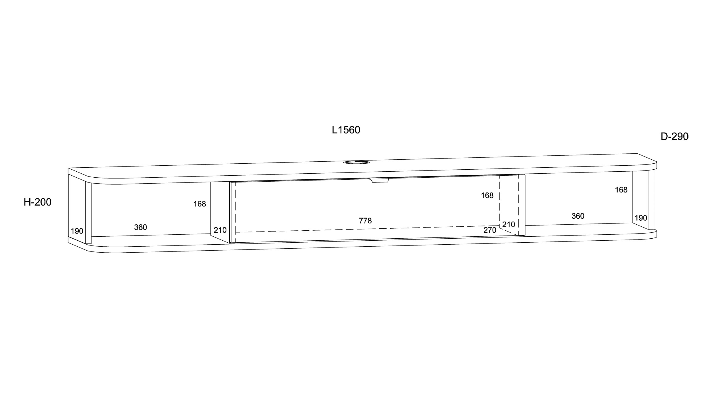 Szafka RTV ICARUS 156 pod telewizor wisząca obła dąb artisan / czarny mat - obrazek 7