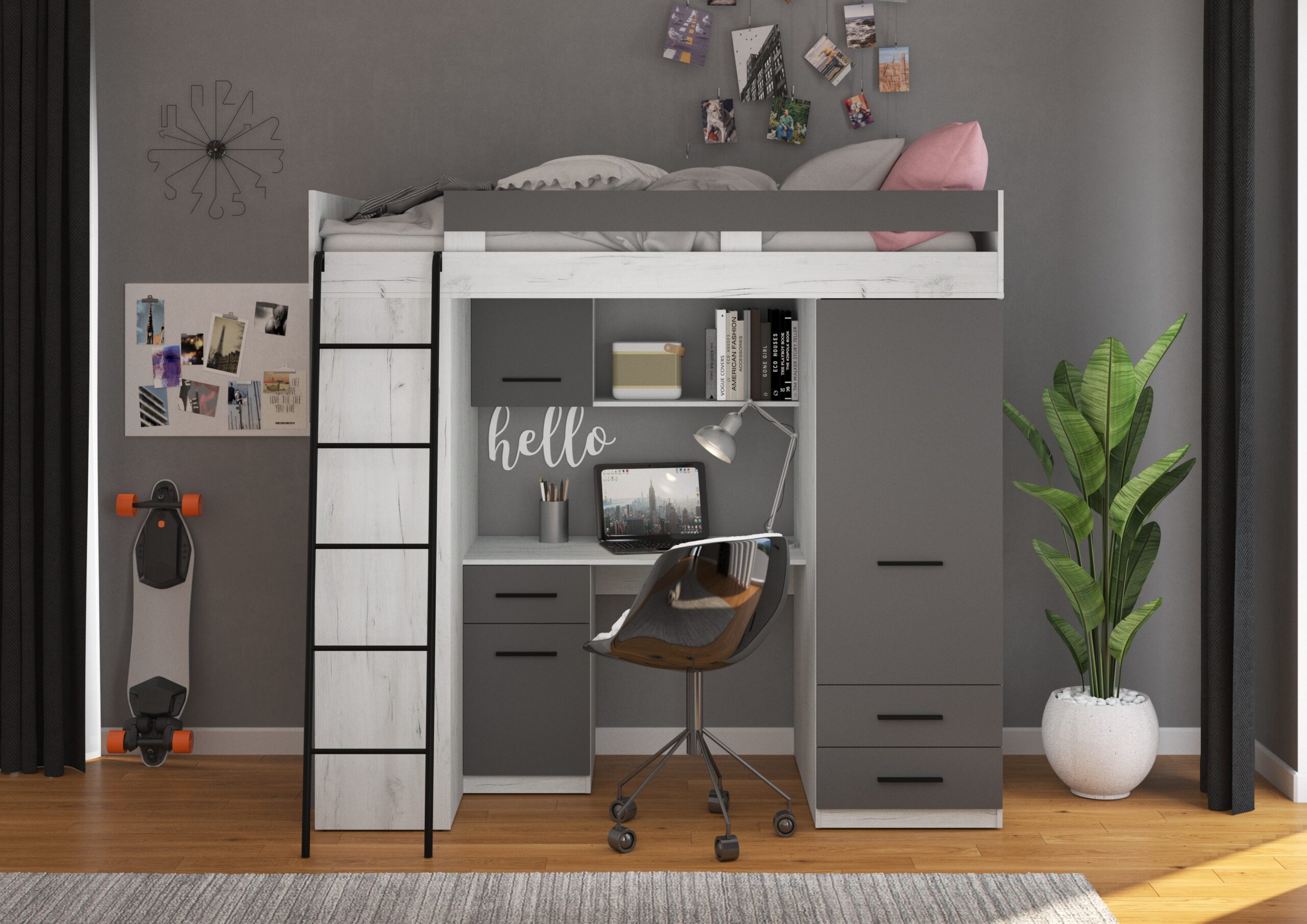 LEVEL L aranżacja front craft biały grafit