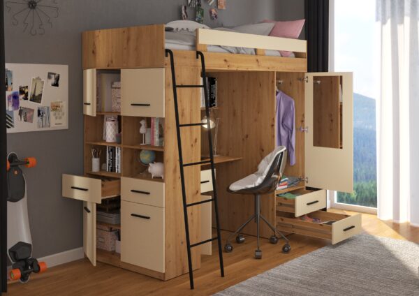 LEVEL L aranżacja regał dąb artisan krem