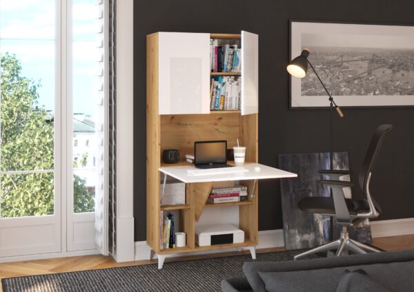 MEGAN 1 aranżacja 1 dąb artisan biały połysk open