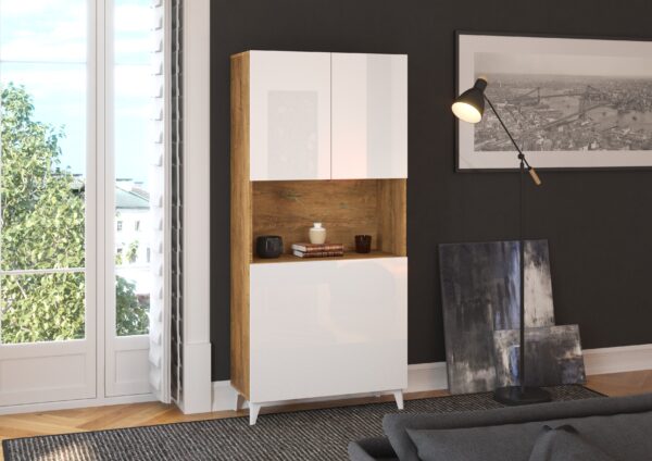 MEGAN 1 aranżacja 1 dąb burgundzki biały połysk