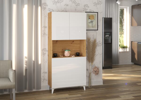 MEGAN 1 aranżacja 3 dąb artisan biały połysk