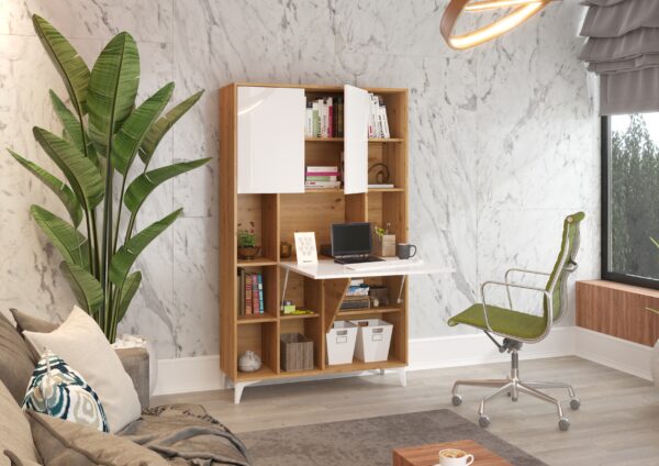 MEGAN 2 aranżacja 1 dąb artisan biały połysk open