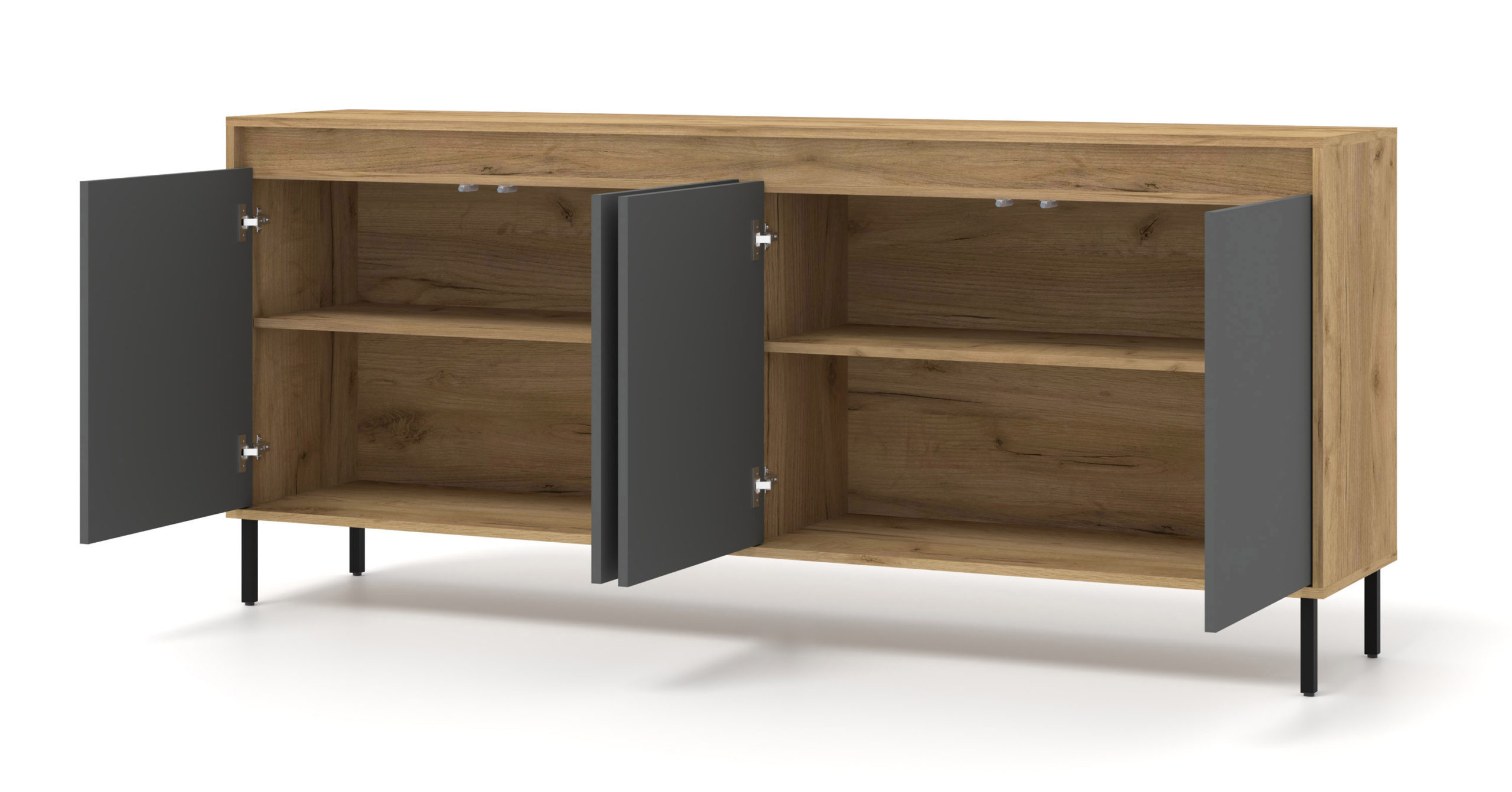 Komoda NESTA 192 cm dąb craft złoty / bazalt - obrazek 2