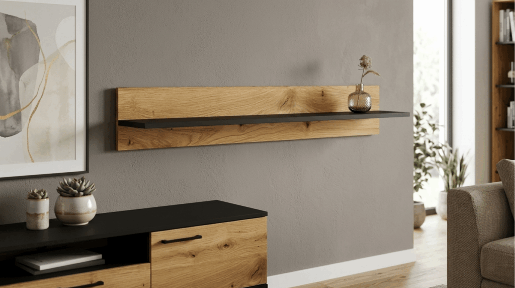 Półka ANETTE A 115 cm dąb artisan czarny mat