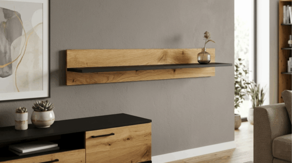 Półka ANETTE A 115 cm dąb artisan czarny mat