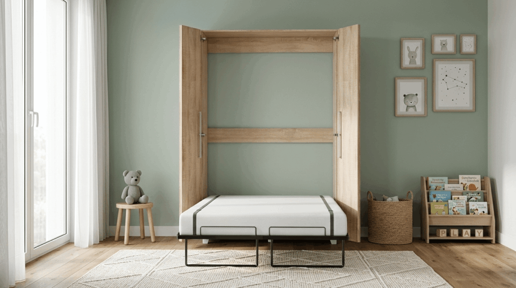 Półkotapczan pionowy TEDDY 120×200 cm łóżko dąb sonoma