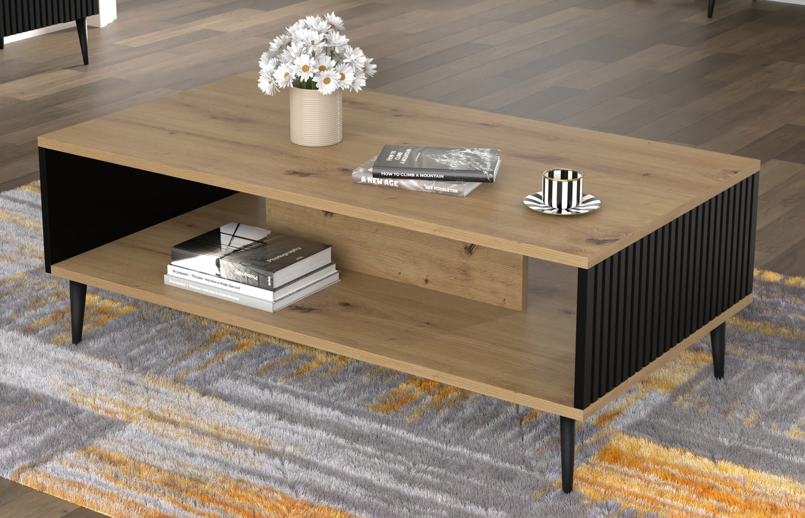 Stolik kawowy Ravenna B 90x60 artisan czarny na szpilce - obrazek 3
