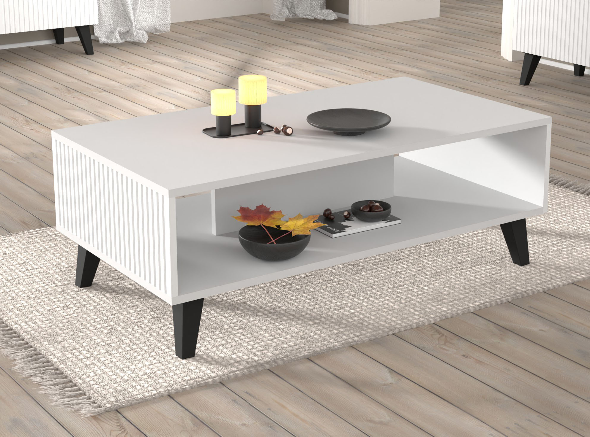 Stolik kawowy Ravenna PB 90x60 cm biały mat nóżki czarne plastikowe - obrazek 2