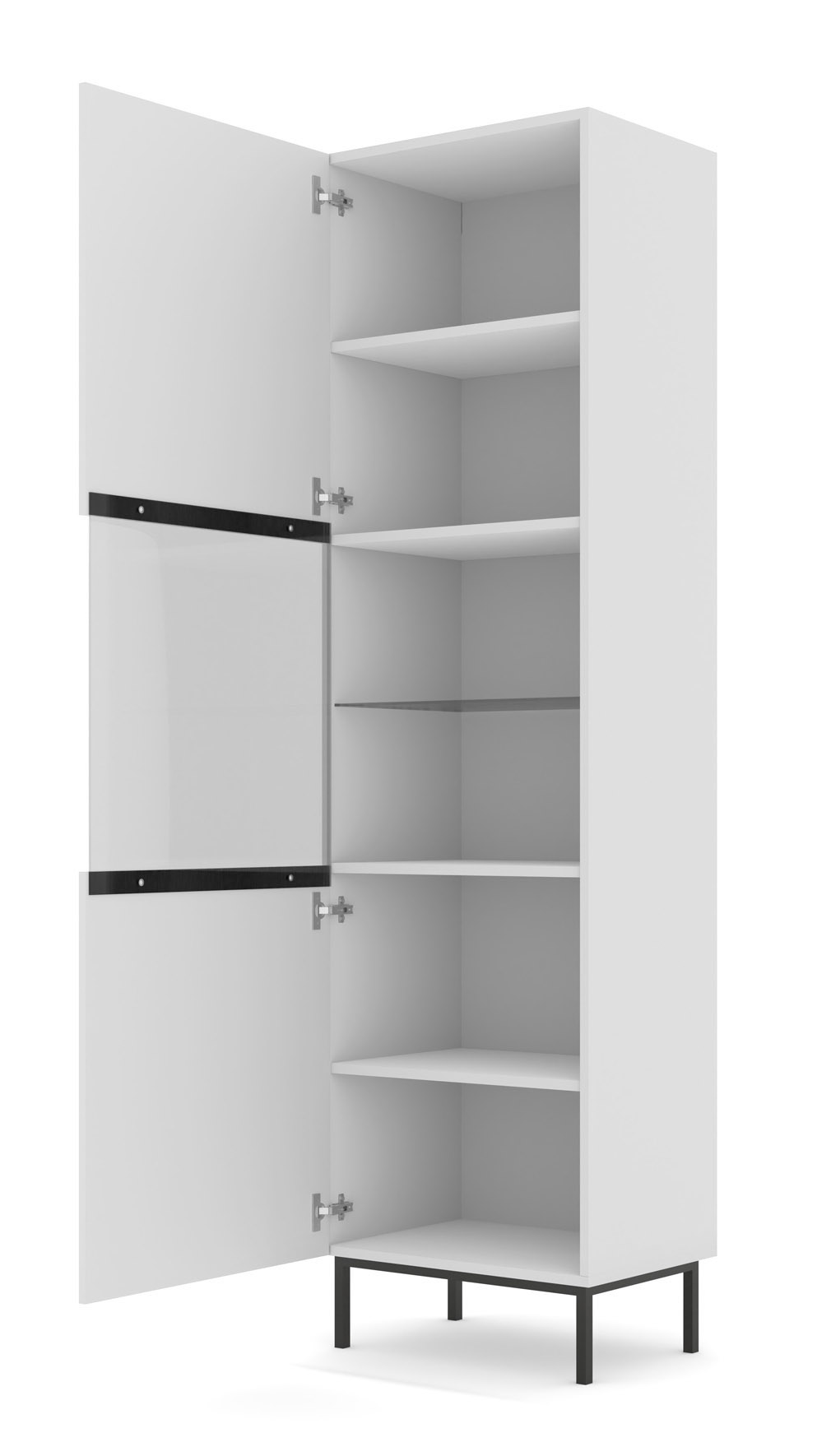 Witryna RAVENNA C 60 cm 1DS biały mat / biały połysk rama czarna - obrazek 2
