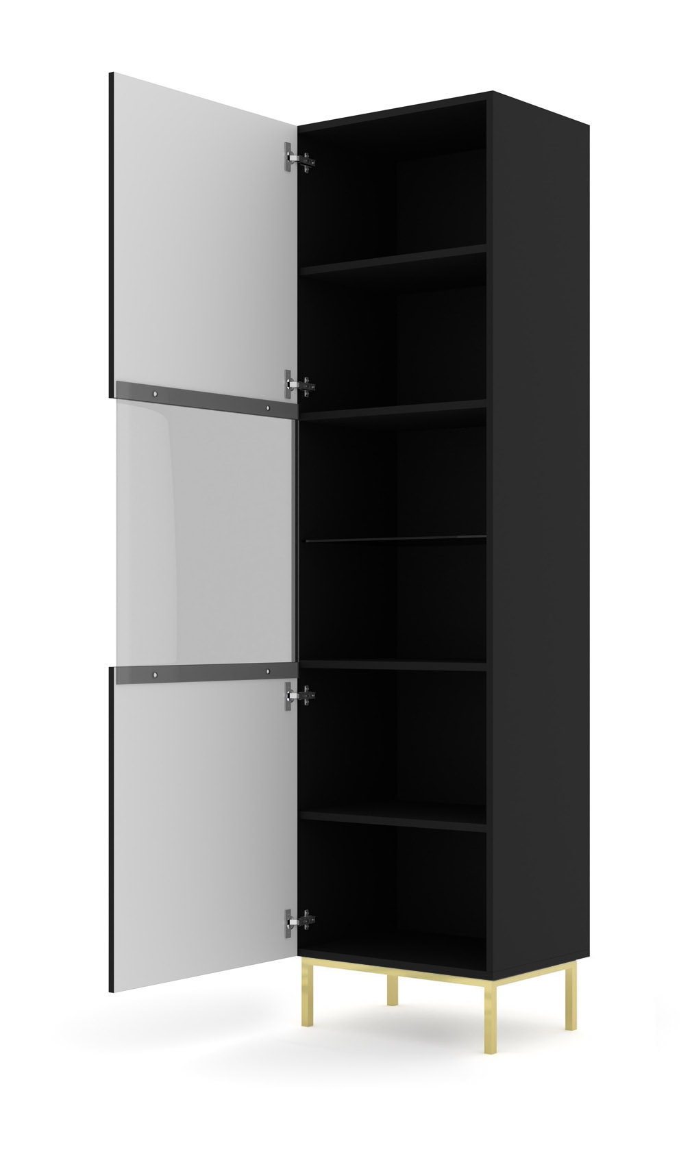 Witryna RAVENNA C 60 cm 1DS czarny mat / czarny połysk rama złota - obrazek 2
