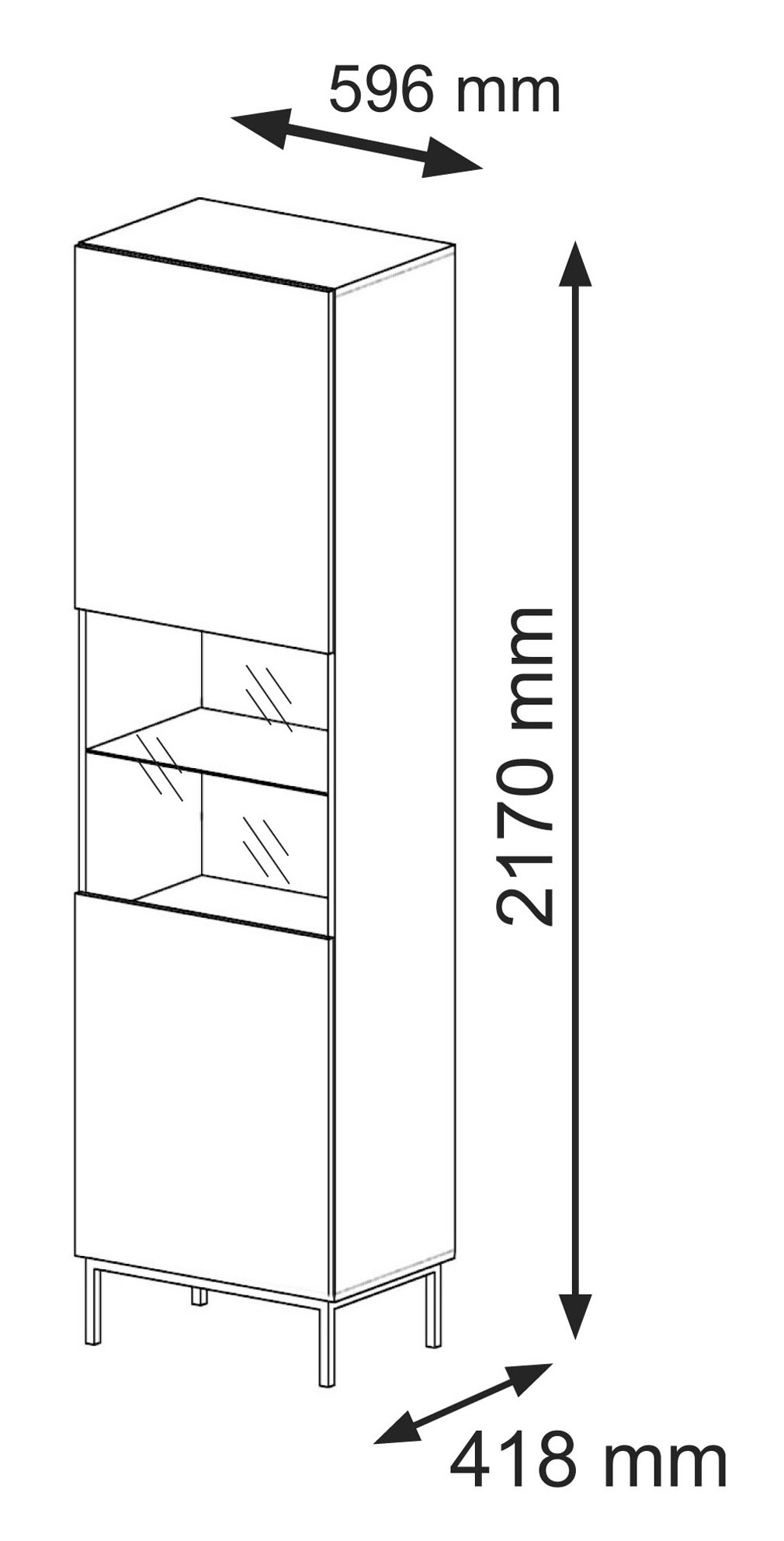 Witryna stojąca RAVENNA B 60 cm 1D frezowana biały mat rama złota - obrazek 3