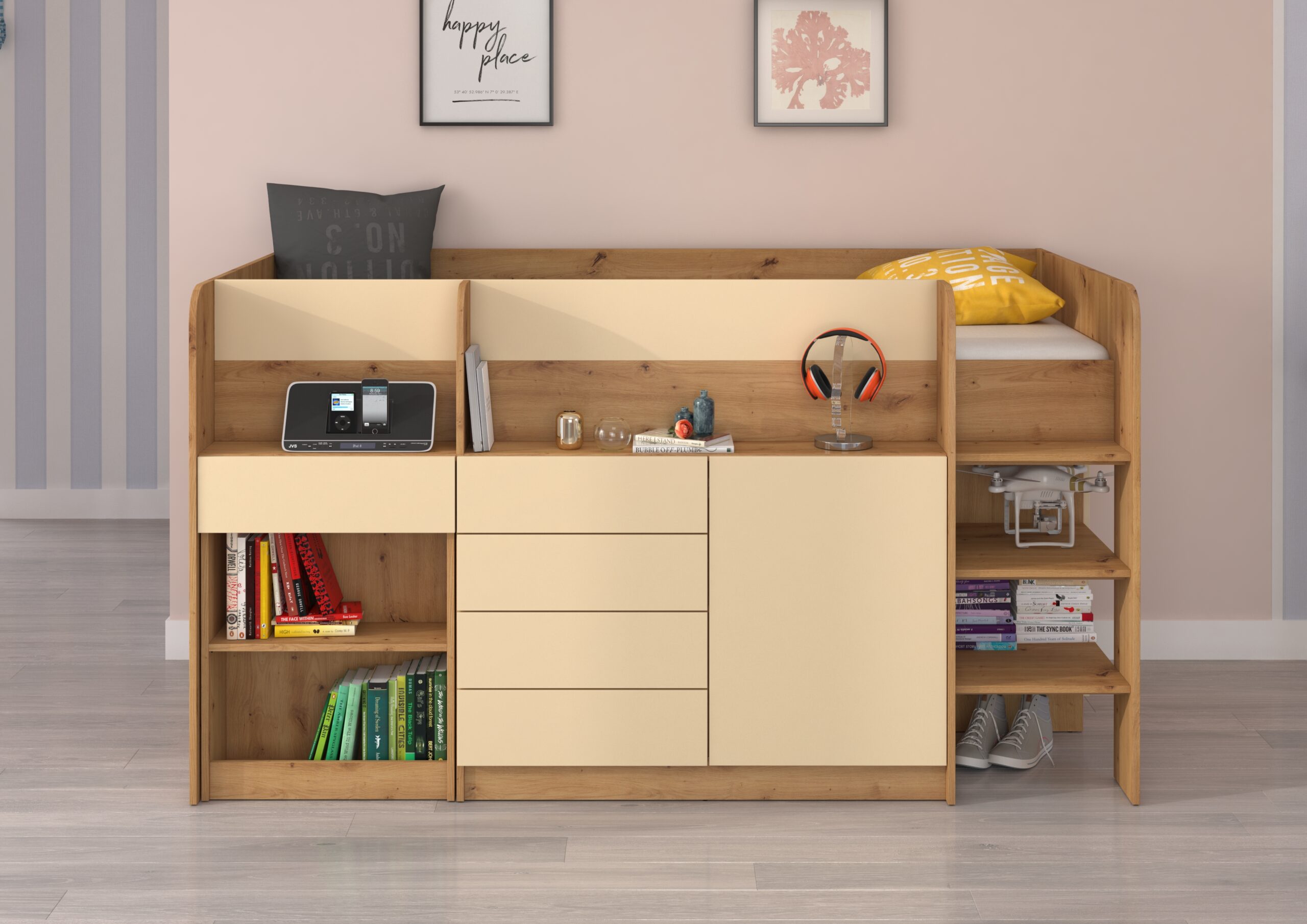 SMILE P aranżacja front dąb artisan krem