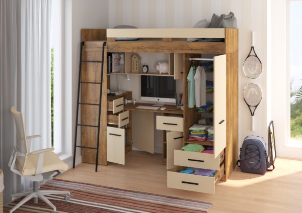 SMYK L aranżacja bok dąb burgundzki krem open