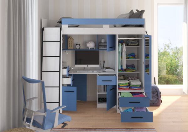 SMYK L aranżacja front biały błękit niebieski open