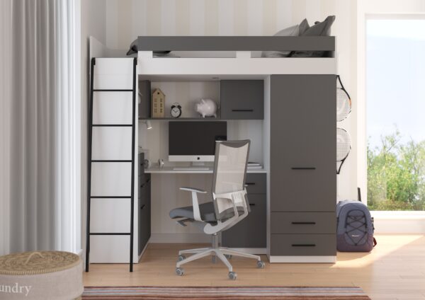 SMYK L aranżacja front biały grafit