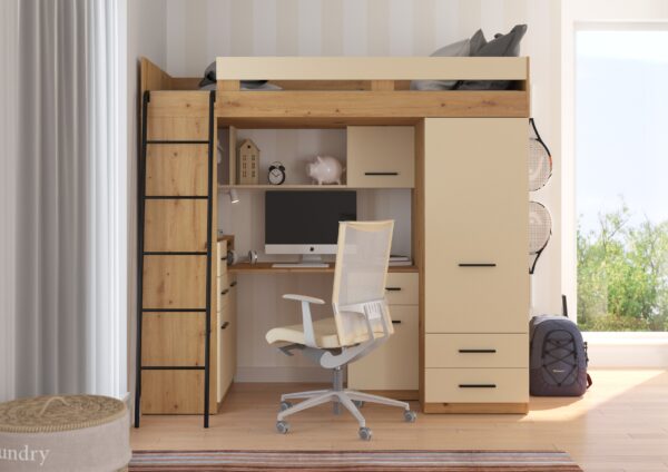 SMYK L aranżacja front dąb artisan krem