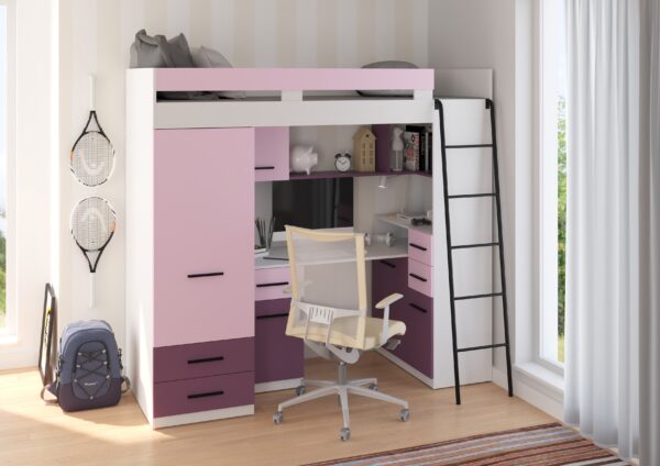 SMYK P aranżacja bok biały lawenda fiolet