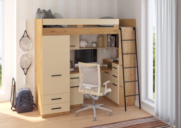 SMYK P aranżacja bok dąb artisan krem