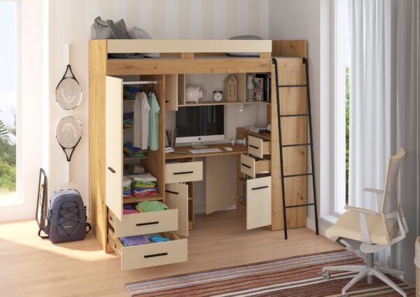 SMYK P aranżacja bok dąb artisan krem open