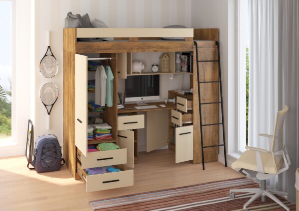 SMYK P aranżacja bok dąb burgundzki krem open