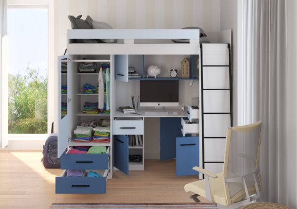 SMYK P aranżacja front biały błękit niebieski open