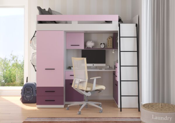 SMYK P aranżacja front biały lawenda fiolet