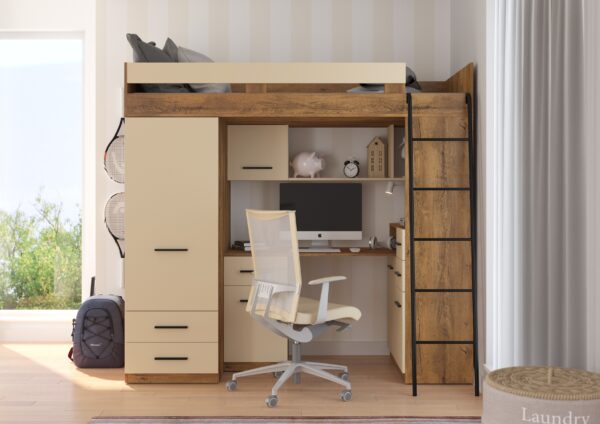 SMYK P aranżacja front dąb burgundzki krem