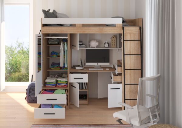 SMYK P aranżacja front sonoma jasna biały open