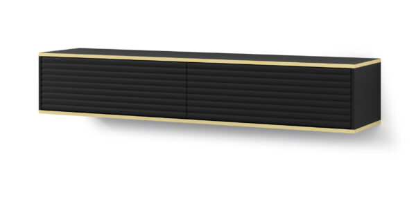 Szafka RTV SUBI 180 cm wisząca frez czarny mat