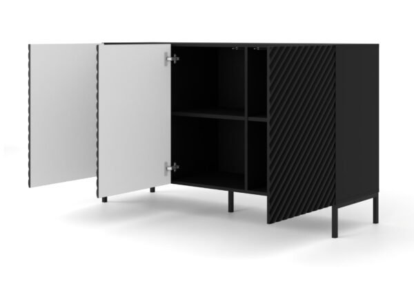 Komoda SURF 150 cm 3D czarny mat czarna rama