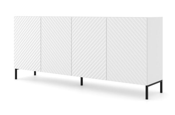 Komoda SURF 200 cm 4D biały mat czarna rama