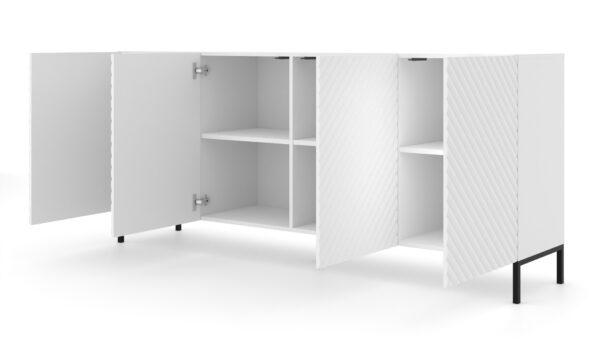 Komoda SURF 200 cm 4D biały mat czarna rama