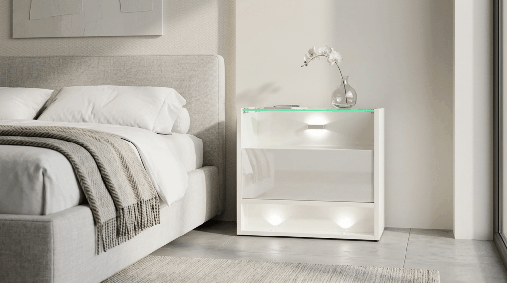 Szafka nocna VISIONARY 55 cm biały mat biały połysk