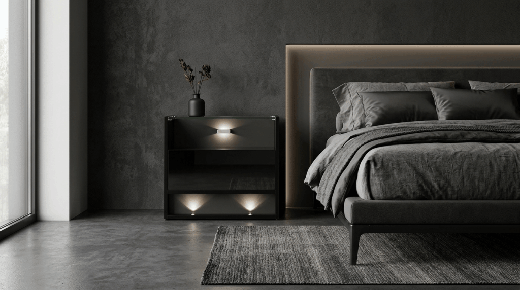 Szafka nocna VISIONARY 55 cm czarny mat czarny połysk