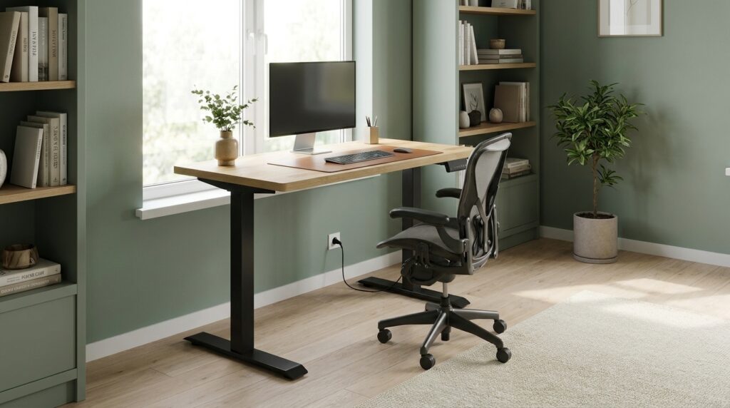 biurko regulowane bim natural desk fornir debowy 120x65x3 dab czarny generated