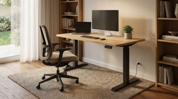 biurko regulowane bim natural desk fornir debowy 160x80x3 dab czarny generated