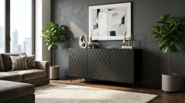 komoda diuna 145 cm 3d czarny mat czarna rama generated