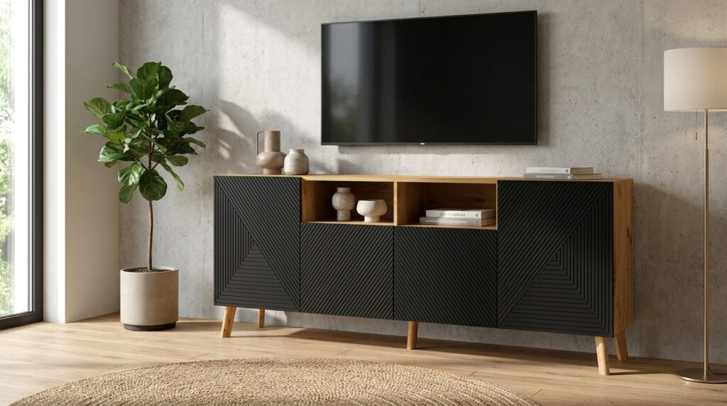 komoda luxi 4d 195 cm dab artisan czarny mat generated