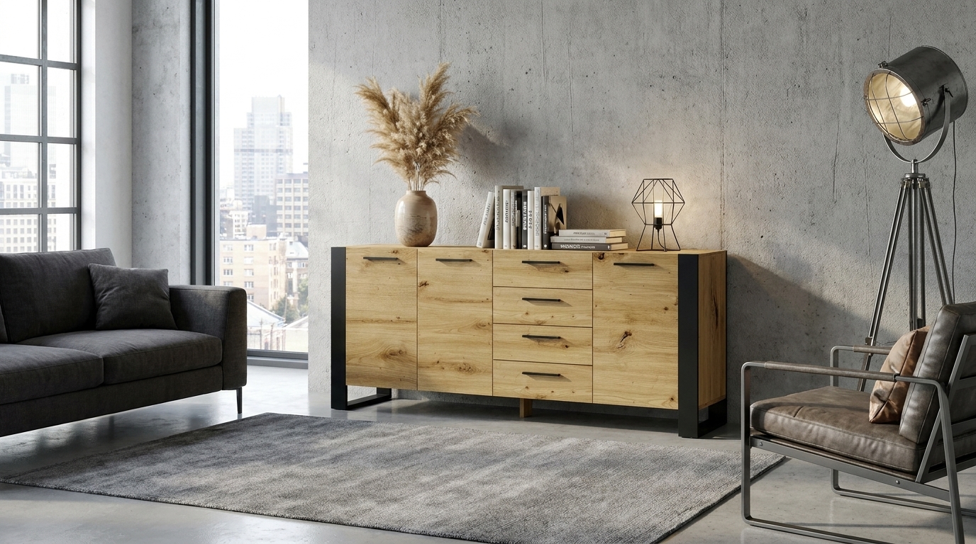 komoda nuka k 197 cm dab artisan czarna stojaca generated