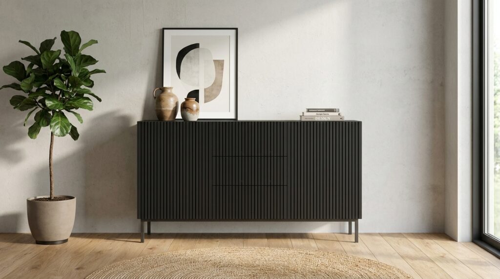 komoda ravenna b 150 cm 2d3s czarny mat czarna rama generated