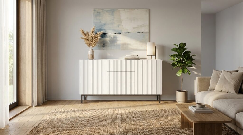komoda ravenna b 150 cm 2d3s frez bialy mat czarna rama