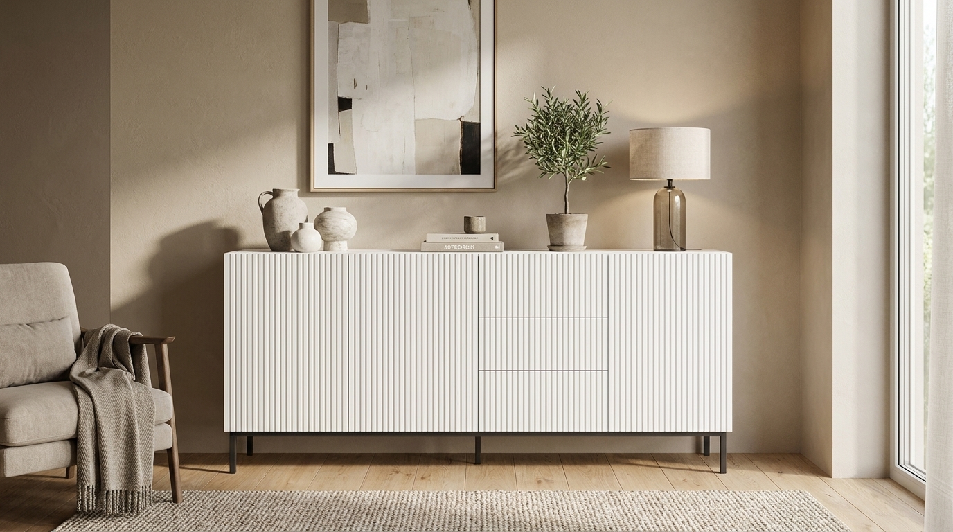 komoda ravenna b 200 cm 3d3s bialy mat czarna rama generated