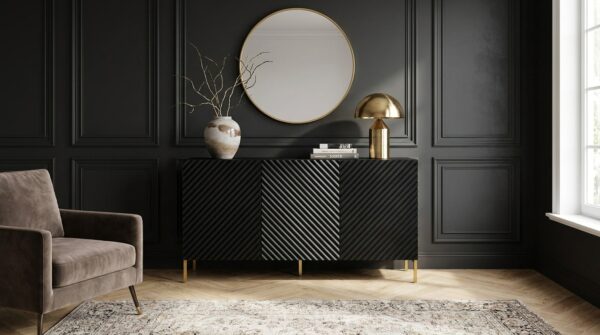 komoda surf 150 cm 3d czarny mat zlota rama generated