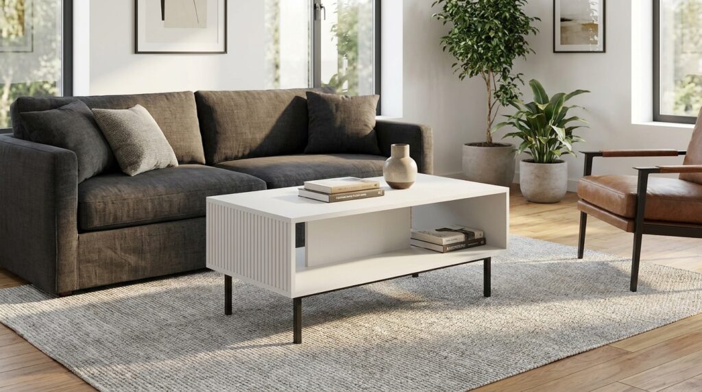 stolik kawowy ravenna b 90x60 cm bialy mat rama czarna