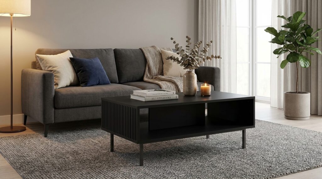 stolik kawowy ravenna b 90x60 cm czarny mat rama czarna