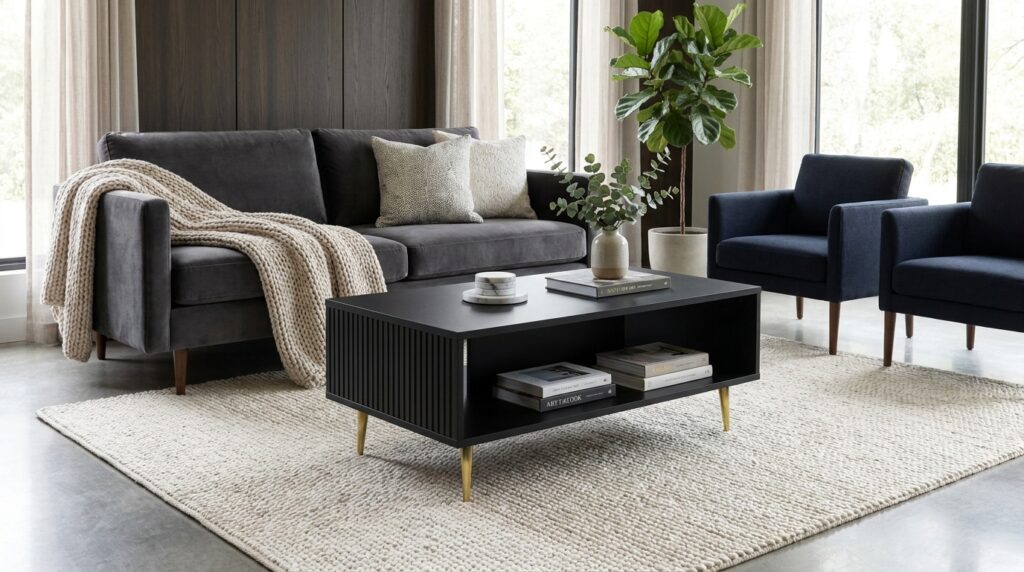 stolik kawowy ravenna b 90x60 cm czarny mat szpilki zlote generated