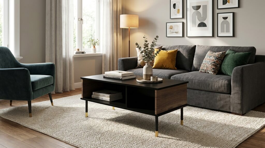 stolik kawowy sherwood 110x55 cm frezowany czarny mat dab catania generated