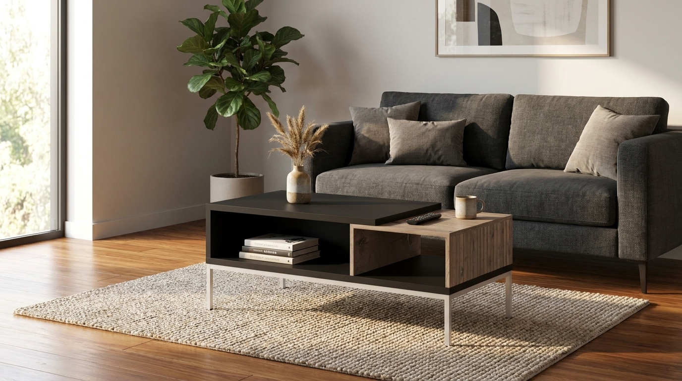 stolik kawowy toledo 110x55 cm dab flagstaff czarny mat
